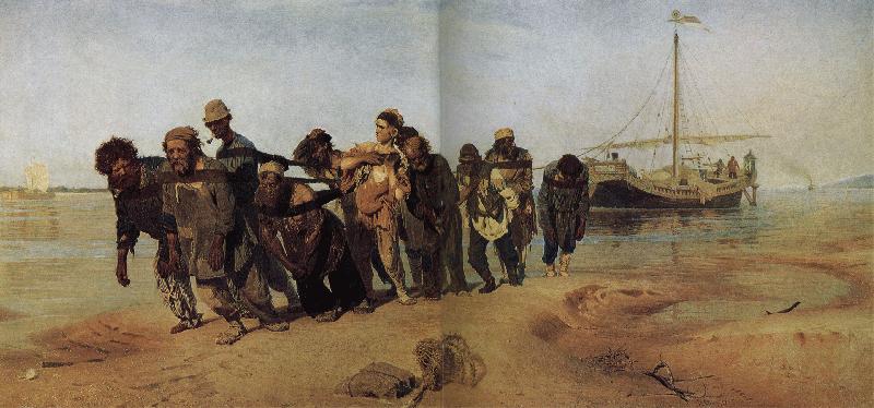 Ilia Efimovich Repin Volga River's boat tracker oil painting picture